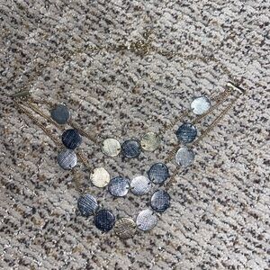 Gold and Silver Layered Disc Necklace - Women Jewelry